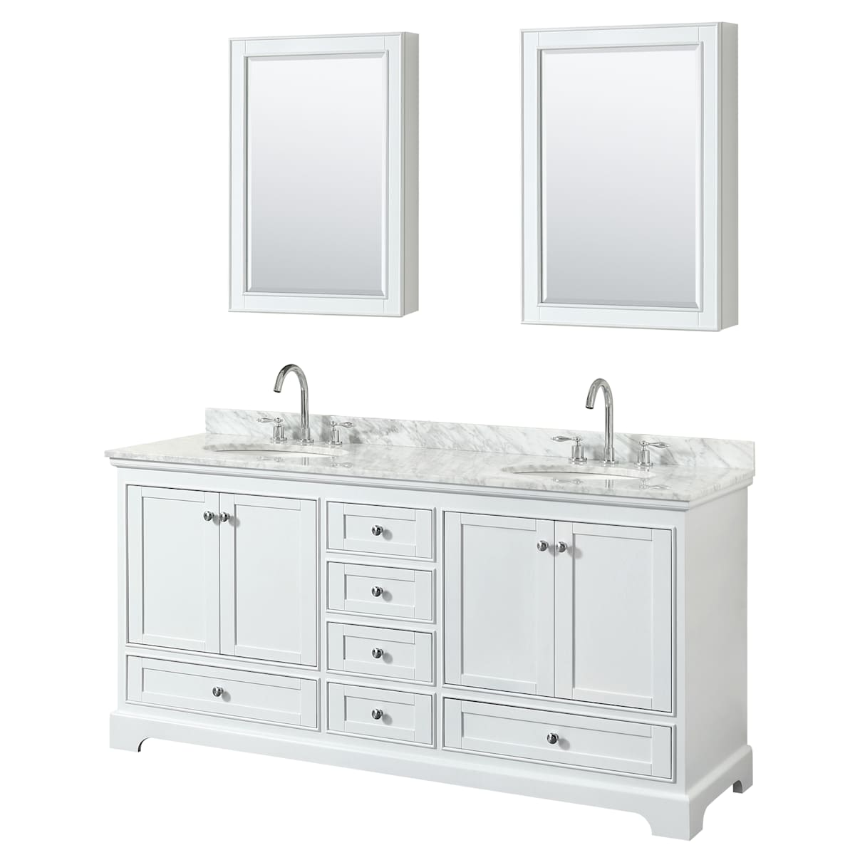 Deborah 72" Free Standing Double Vanity Set with Wood Cabinet, Marble Vanity Top, and Medicine Cabinet
