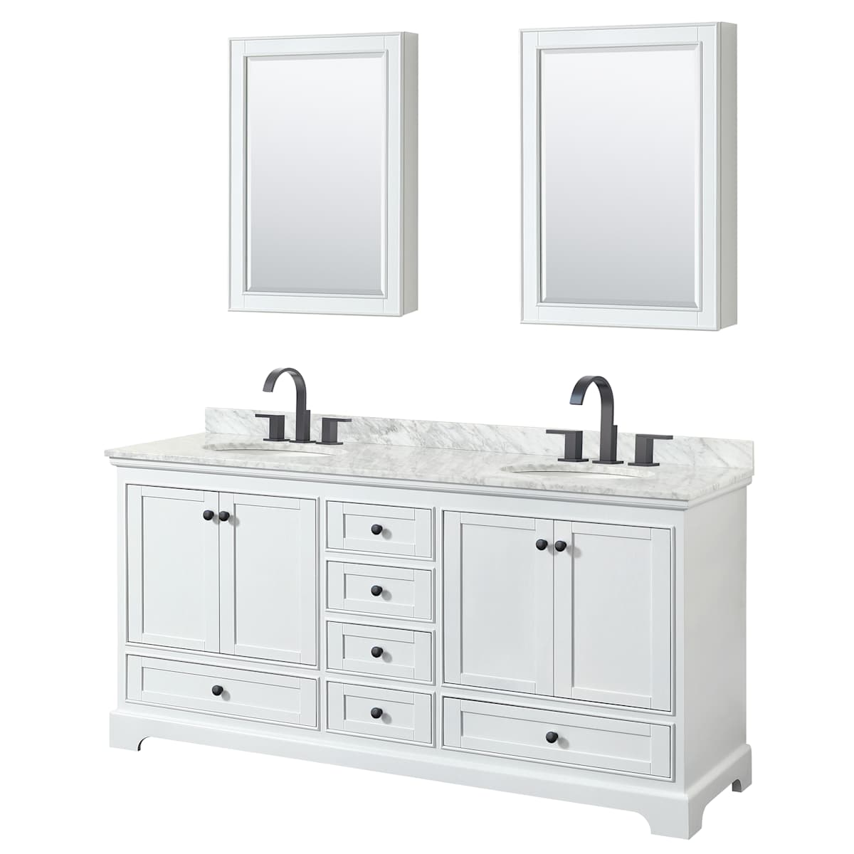Deborah 72" Free Standing Double Vanity Set with Wood Cabinet, Marble Vanity Top, and Medicine Cabinet