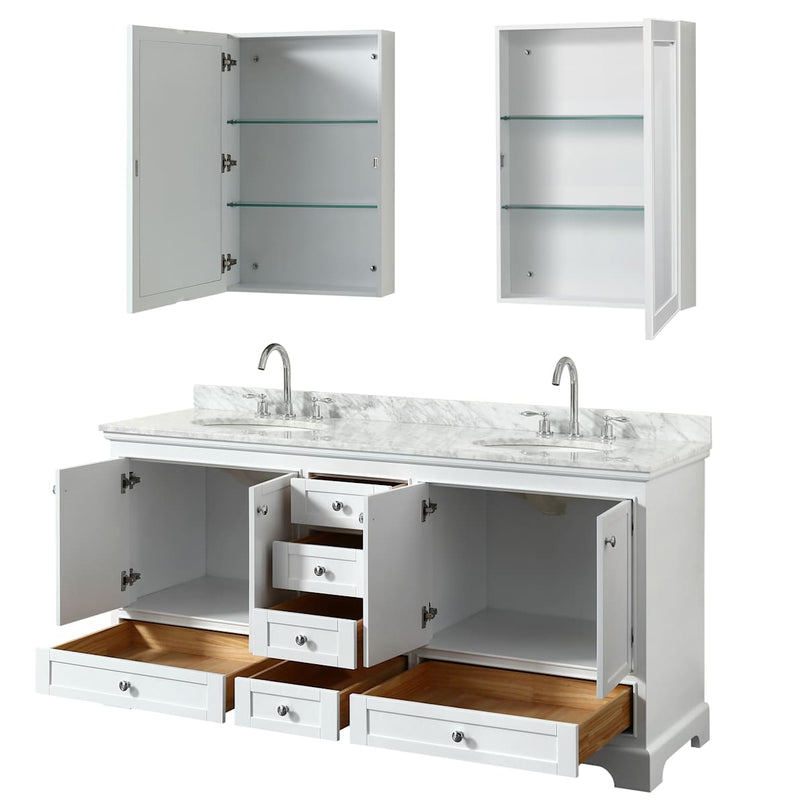 Deborah 72" Free Standing Double Vanity Set with Wood Cabinet, Marble Vanity Top, and Medicine Cabinet - image 16