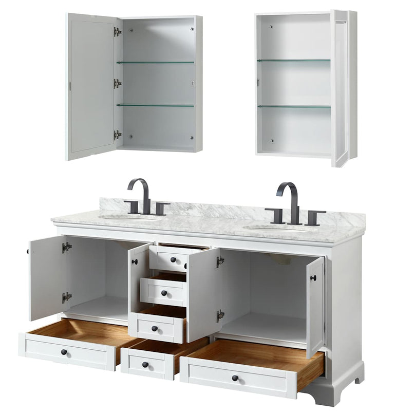Deborah 72" Free Standing Double Vanity Set with Wood Cabinet, Marble Vanity Top, and Medicine Cabinet - image 18