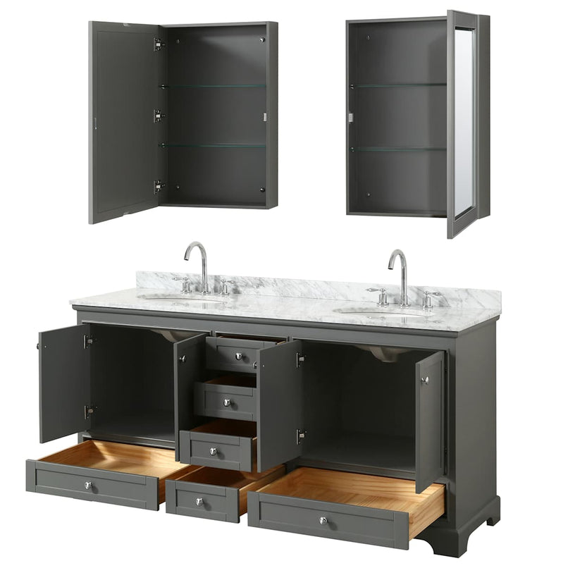 Deborah 72" Free Standing Double Vanity Set with Wood Cabinet, Marble Vanity Top, and Medicine Cabinet - image 19