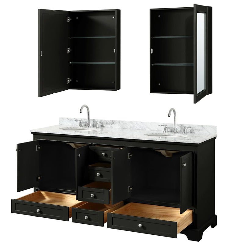 Deborah 72" Free Standing Double Vanity Set with Wood Cabinet, Marble Vanity Top, and Medicine Cabinet - image 20