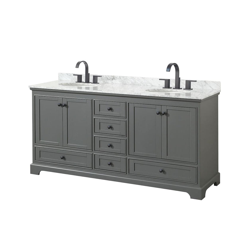 Deborah 72" Free Standing Double Vanity Set with Wood Cabinet and Marble Vanity Top - image 2