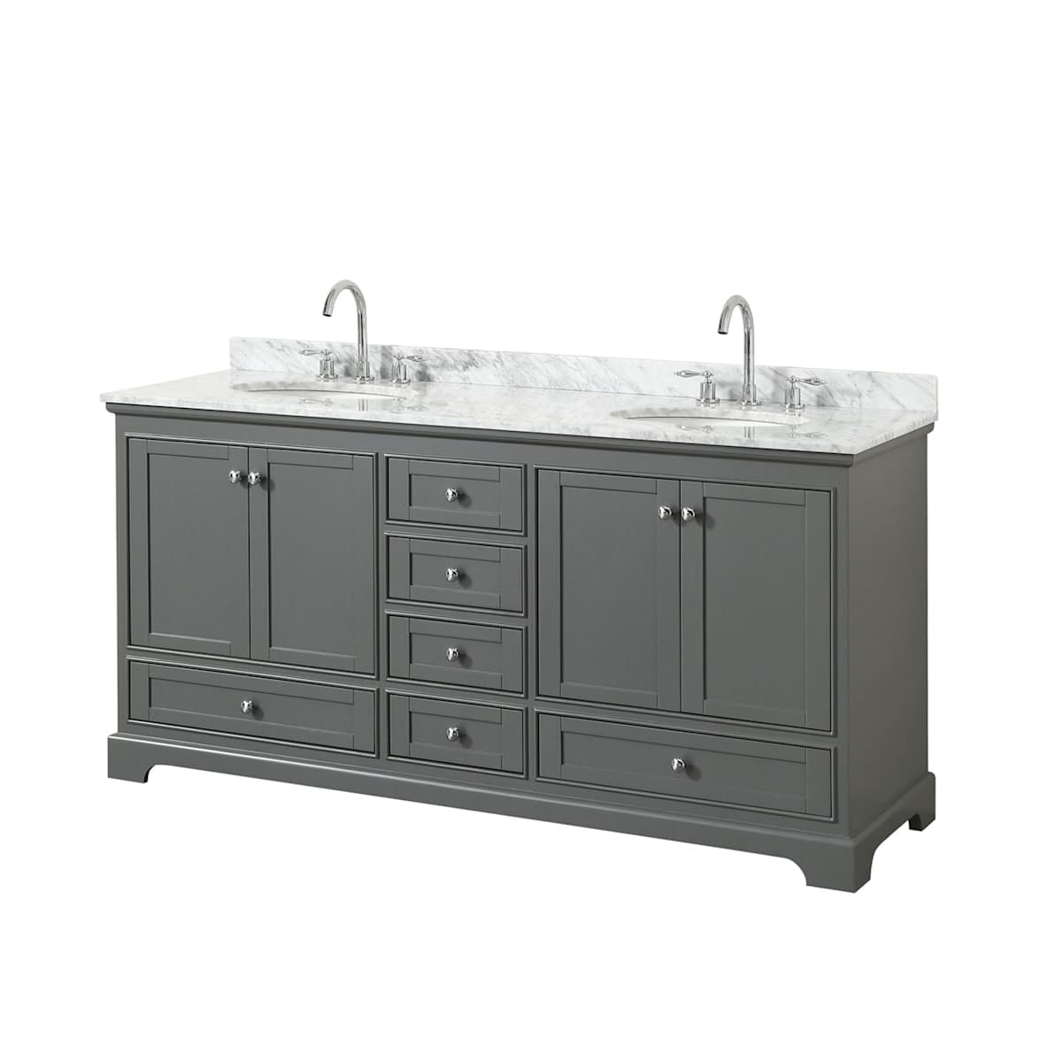 Deborah 72" Free Standing Double Vanity Set with Wood Cabinet and Marble Vanity Top