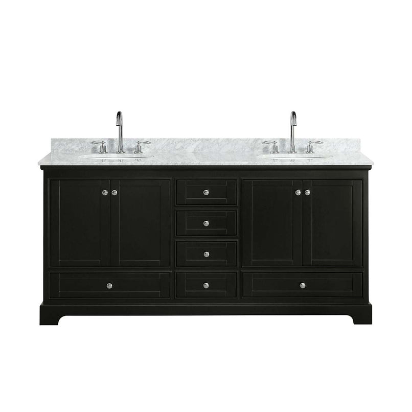 Deborah 72" Free Standing Double Vanity Set with Wood Cabinet and Marble Vanity Top - image 11