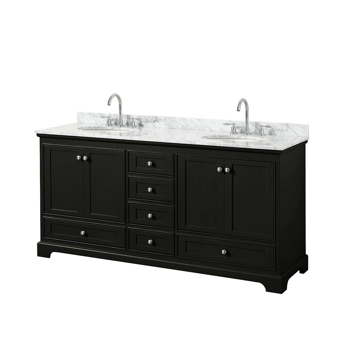 Deborah 72" Free Standing Double Vanity Set with Wood Cabinet and Marble Vanity Top