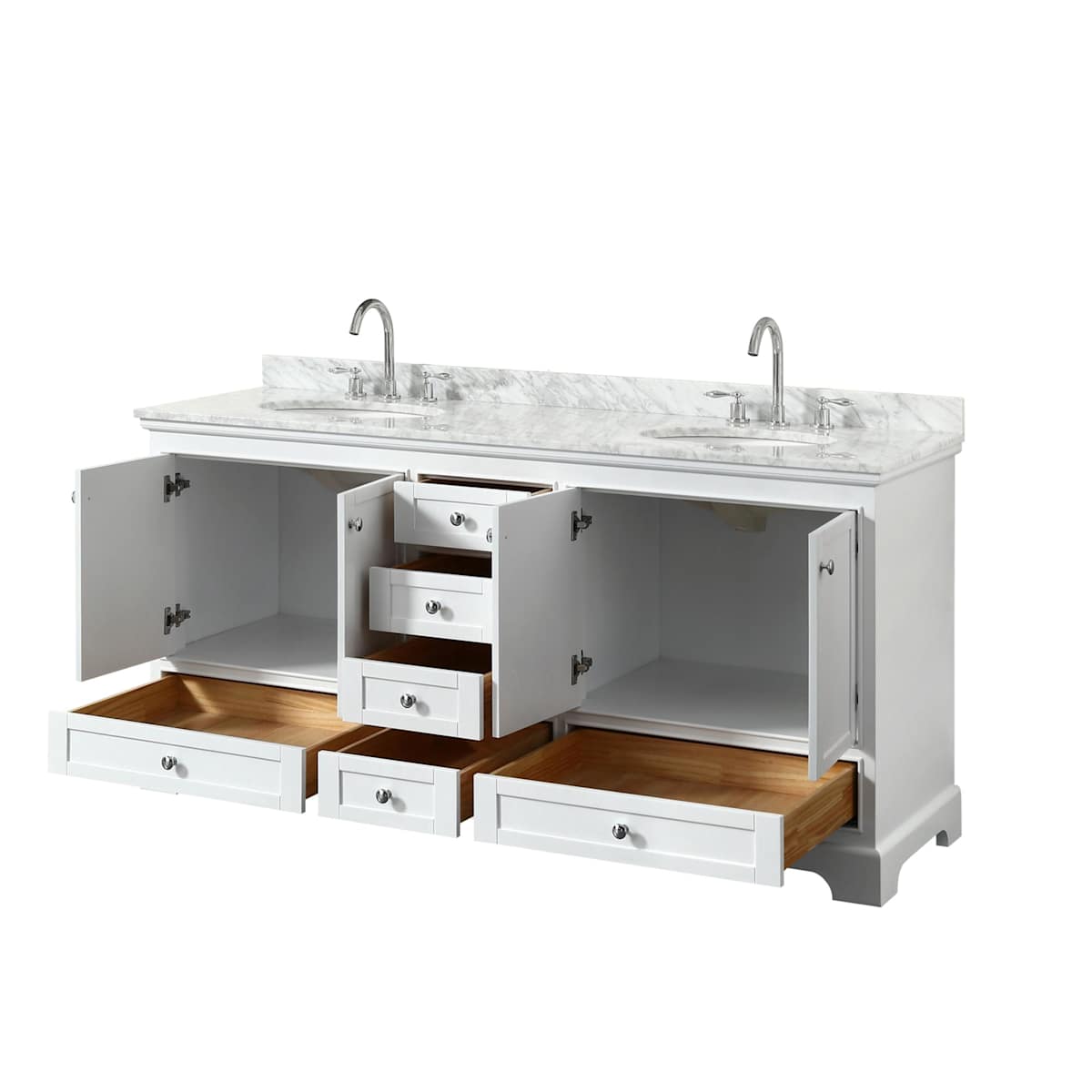 Deborah 72" Free Standing Double Vanity Set with Wood Cabinet and Marble Vanity Top - image 13
