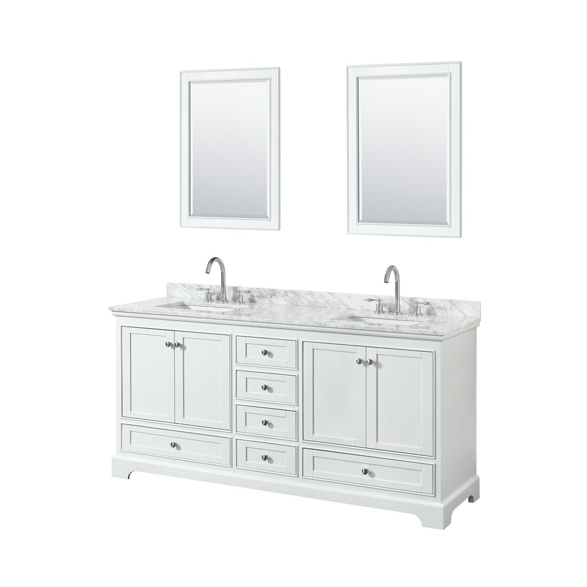 Deborah 72" Free Standing Double Vanity Set with Wood Cabinet, Marble Vanity Top, and Framed Mirror