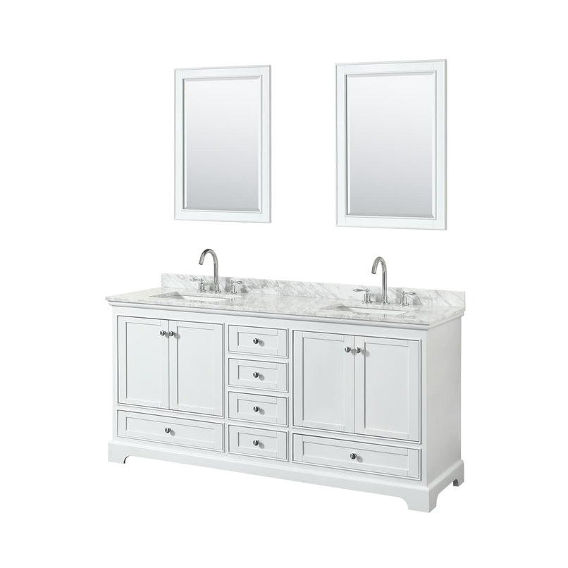 Deborah 72" Free Standing Double Vanity Set with Wood Cabinet, Marble Vanity Top, and Framed Mirror - image 8