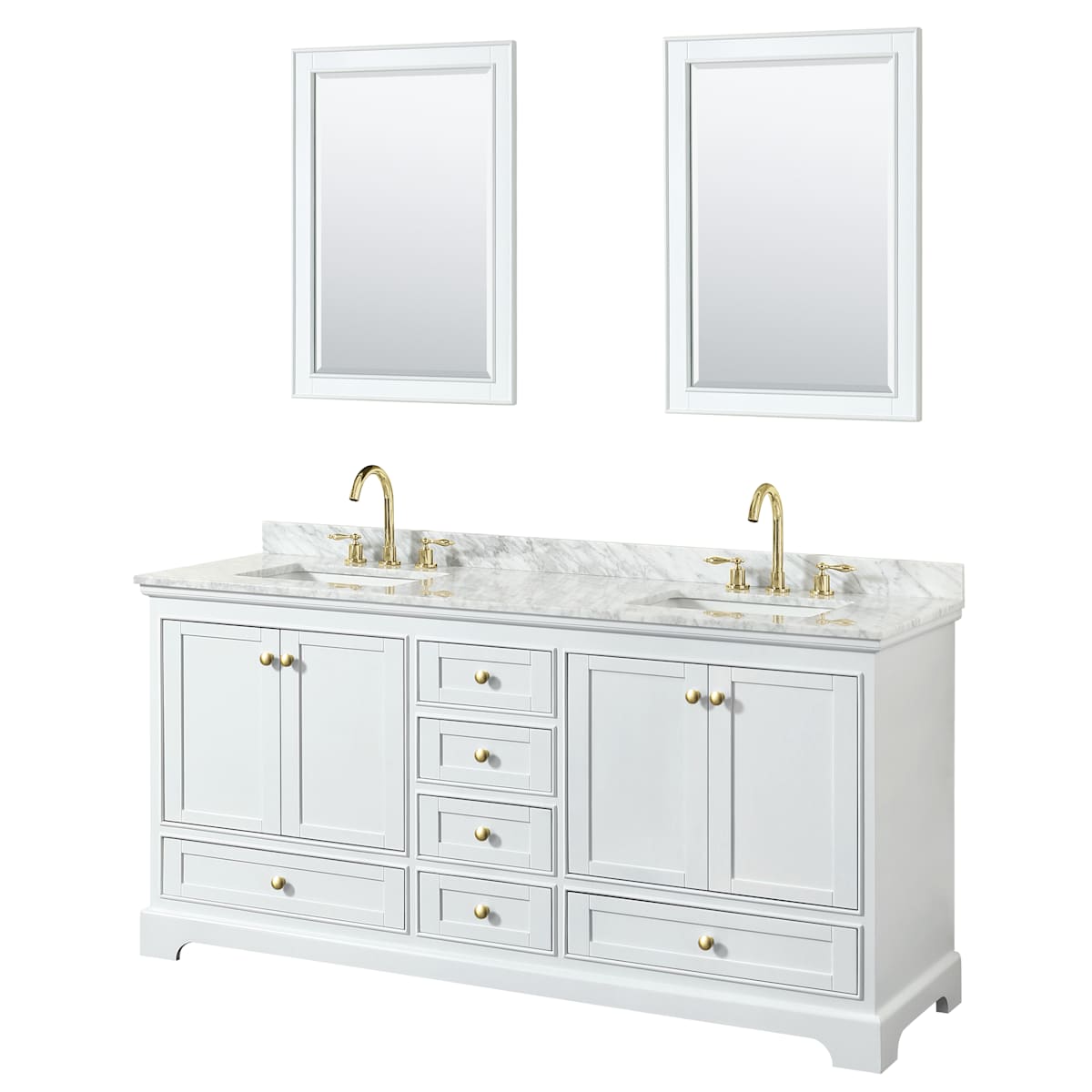 Deborah 72" Free Standing Double Vanity Set with Wood Cabinet, Marble Vanity Top, and Framed Mirror - image 9