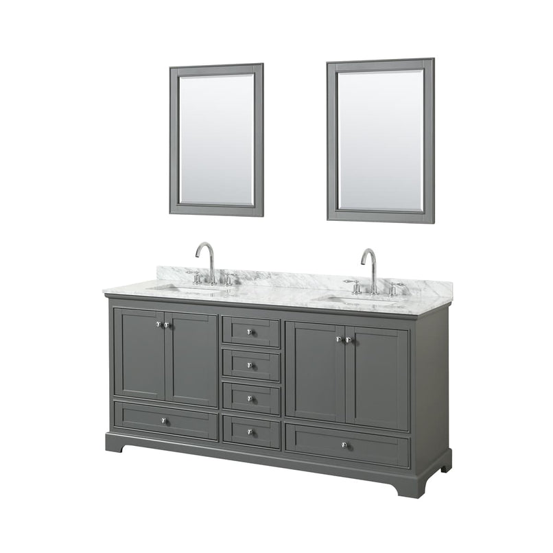 Deborah 72" Free Standing Double Vanity Set with Wood Cabinet, Marble Vanity Top, and Framed Mirror - image 11