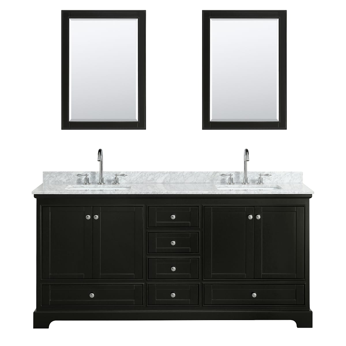 Deborah 72" Free Standing Double Vanity Set with Wood Cabinet, Marble Vanity Top, and Framed Mirror - image 12