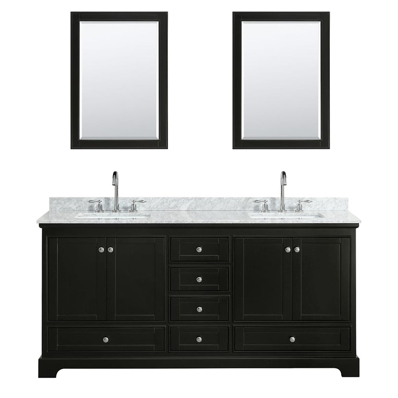 Deborah 72" Free Standing Double Vanity Set with Wood Cabinet, Marble Vanity Top, and Framed Mirror - image 12