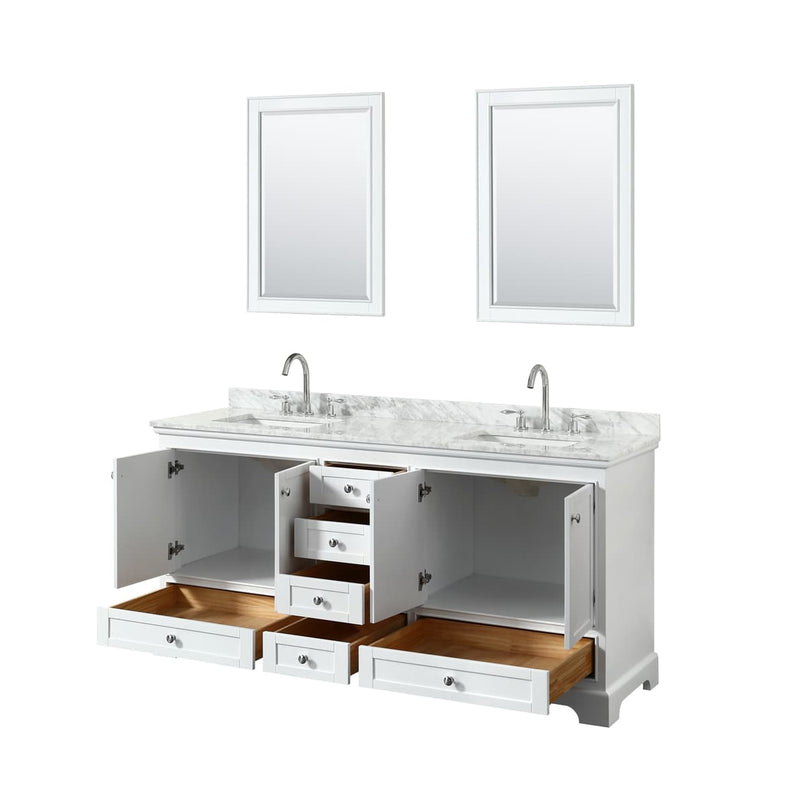 Deborah 72" Free Standing Double Vanity Set with Wood Cabinet, Marble Vanity Top, and Framed Mirror - image 16
