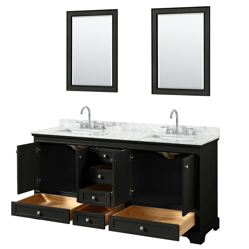 Deborah 72" Free Standing Double Vanity Set with Wood Cabinet, Marble Vanity Top, and Framed Mirror - image 20