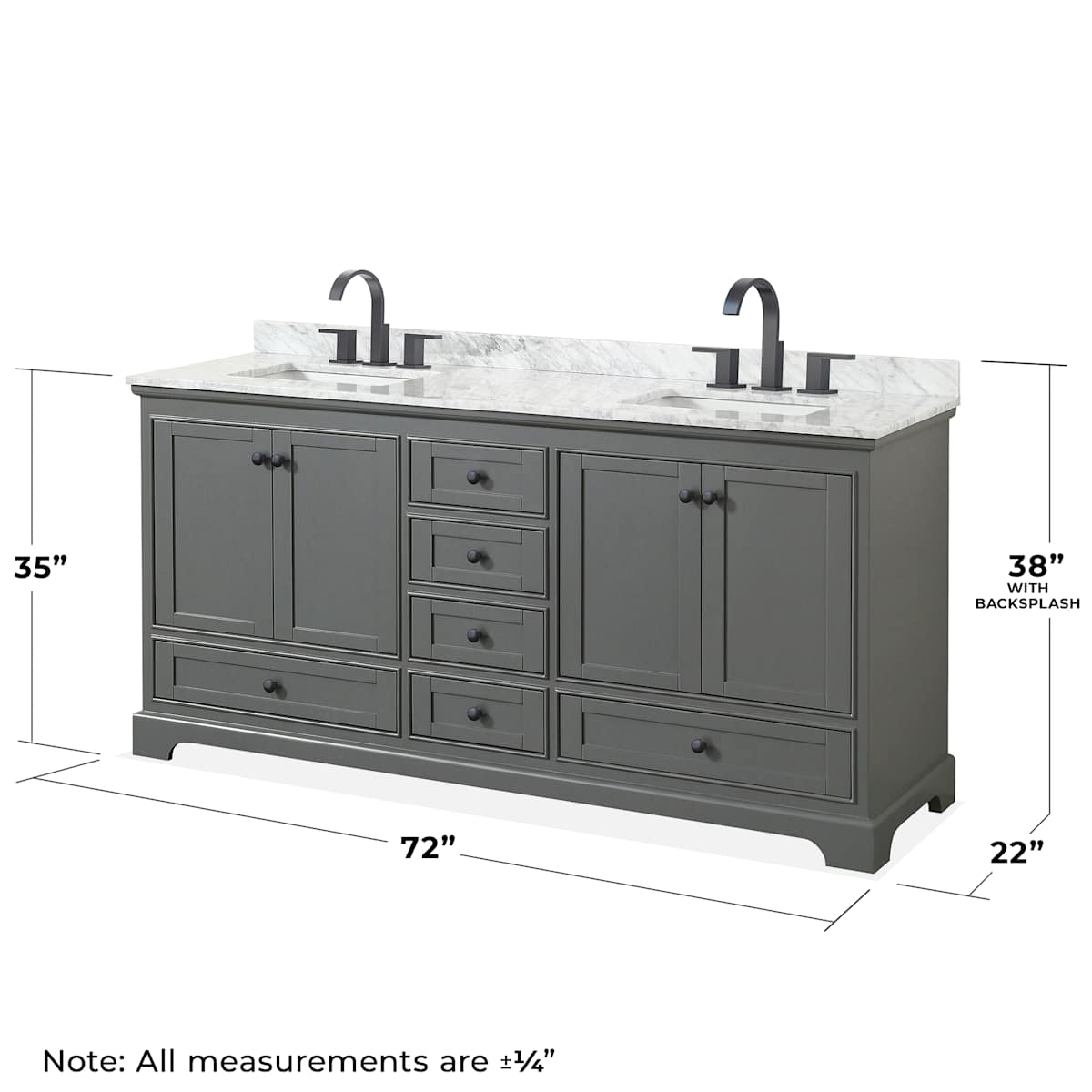 Deborah 72" Free Standing Double Vanity Set with Wood Cabinet, Marble Vanity Top, and Framed Mirror