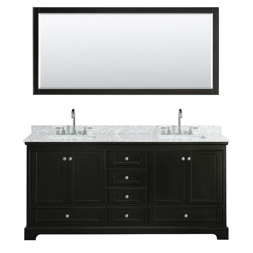 Deborah 72" Free Standing Double Vanity Set with Wood Cabinet, Marble Vanity Top, and Framed Mirror - image 14
