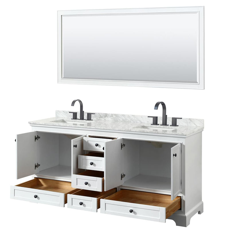 Deborah 72" Free Standing Double Vanity Set with Wood Cabinet, Marble Vanity Top, and Framed Mirror - image 18