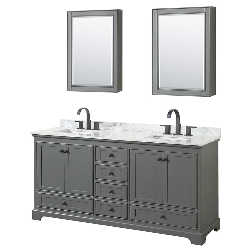 Deborah 72" Free Standing Double Vanity Set with Wood Cabinet, Marble Vanity Top, and Medicine Cabinet - image 2