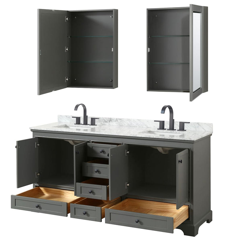 Deborah 72" Free Standing Double Vanity Set with Wood Cabinet, Marble Vanity Top, and Medicine Cabinet - image 3
