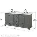 Deborah 72" Free Standing Double Vanity Set with Wood Cabinet, Marble Vanity Top, and Medicine Cabinet - image 7