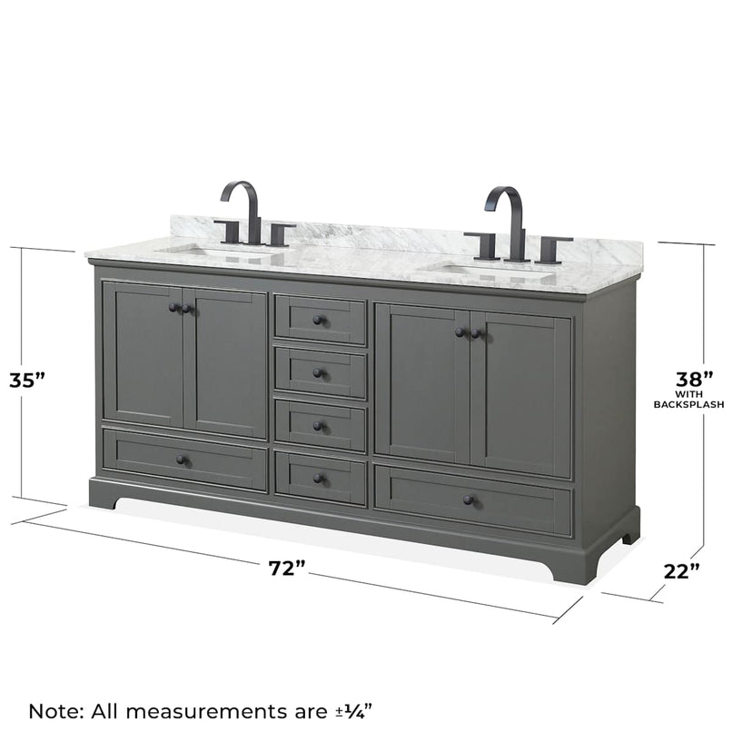Deborah 72" Free Standing Double Vanity Set with Wood Cabinet, Marble Vanity Top, and Medicine Cabinet - image 7