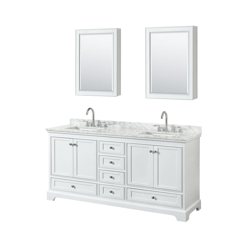 Deborah 72" Free Standing Double Vanity Set with Wood Cabinet, Marble Vanity Top, and Medicine Cabinet - image 9