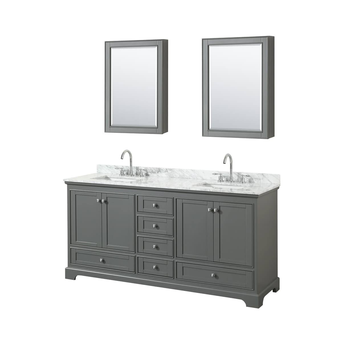 Deborah 72" Free Standing Double Vanity Set with Wood Cabinet, Marble Vanity Top, and Medicine Cabinet - image 12