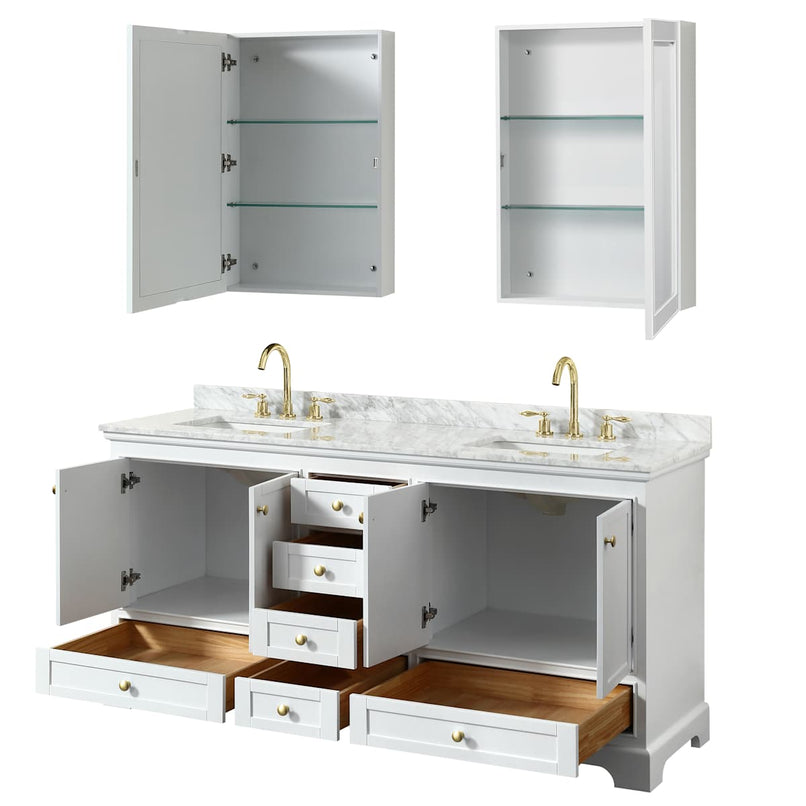 Deborah 72" Free Standing Double Vanity Set with Wood Cabinet, Marble Vanity Top, and Medicine Cabinet - image 18
