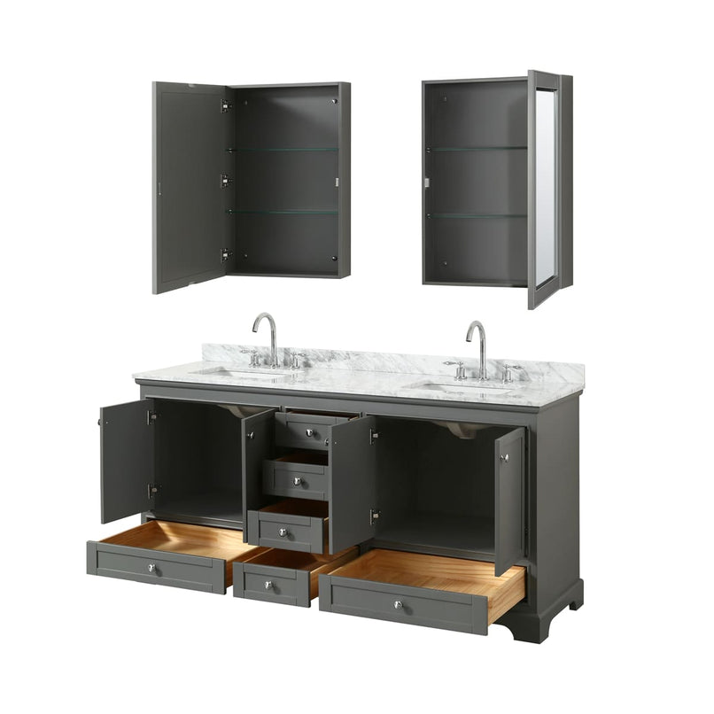 Deborah 72" Free Standing Double Vanity Set with Wood Cabinet, Marble Vanity Top, and Medicine Cabinet - image 20
