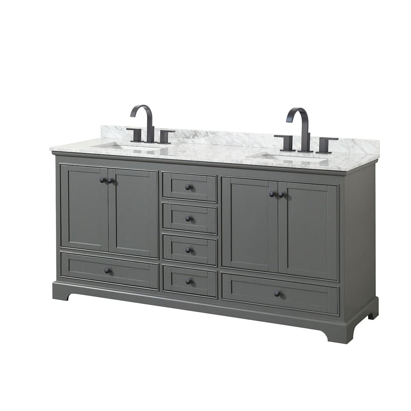 Deborah 72" Free Standing Double Vanity Set with Wood Cabinet and Marble Vanity Top - image 2