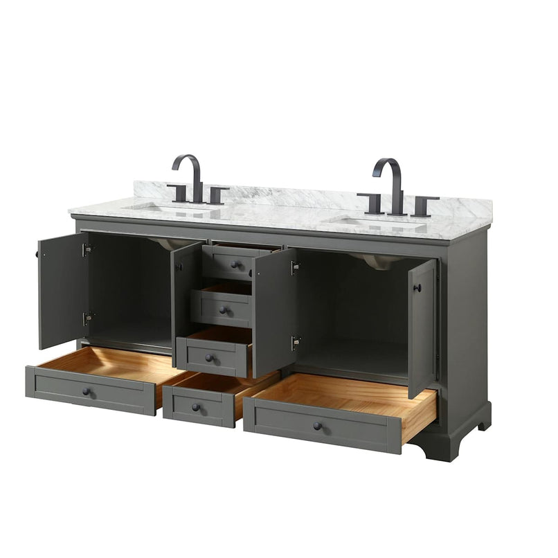 Deborah 72" Free Standing Double Vanity Set with Wood Cabinet and Marble Vanity Top - image 3