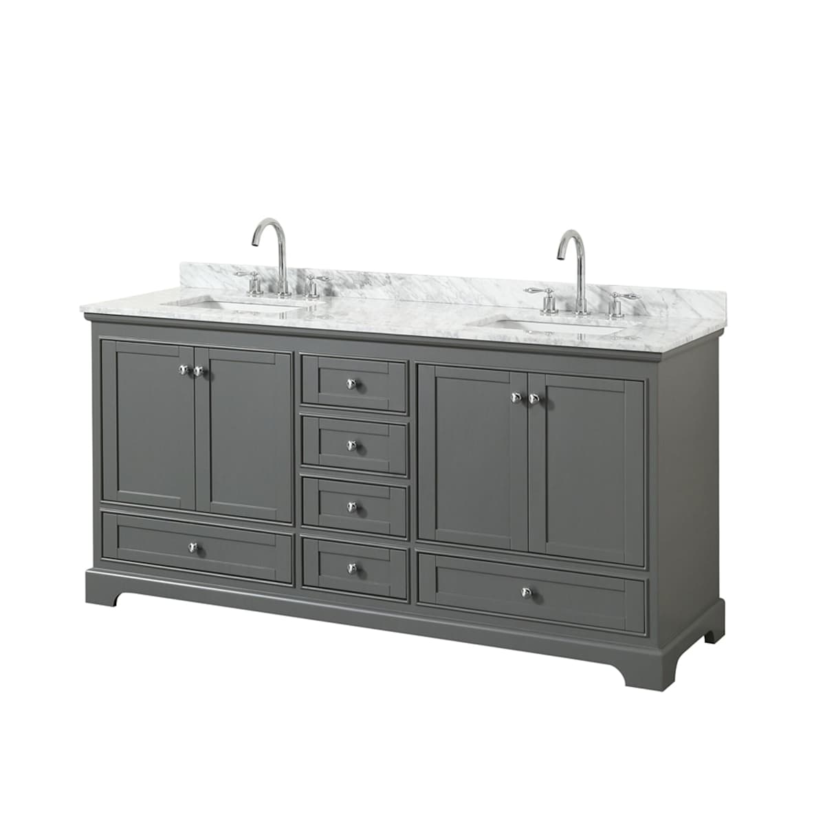 Deborah 72" Free Standing Double Vanity Set with Wood Cabinet and Marble Vanity Top