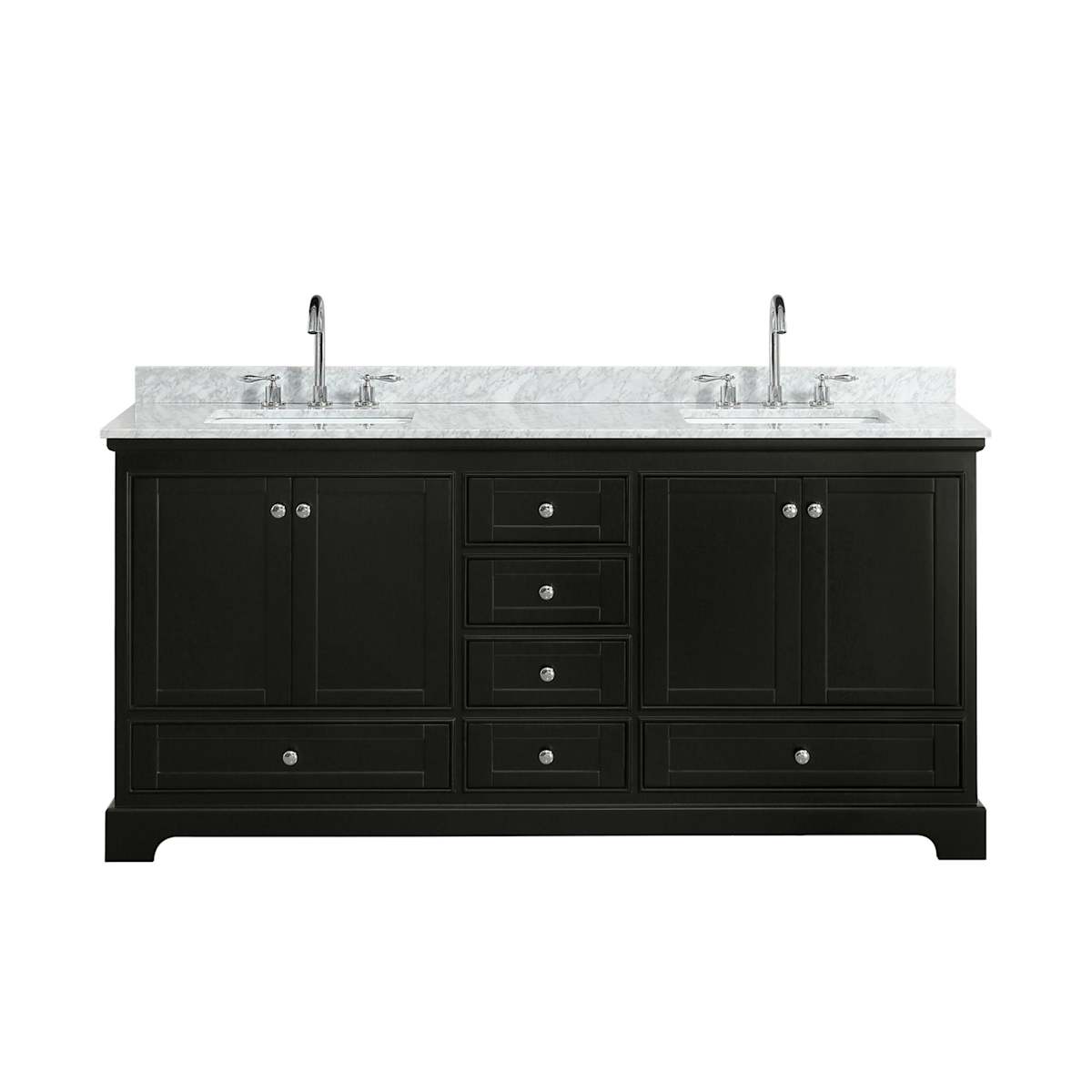 Deborah 72" Free Standing Double Vanity Set with Wood Cabinet and Marble Vanity Top