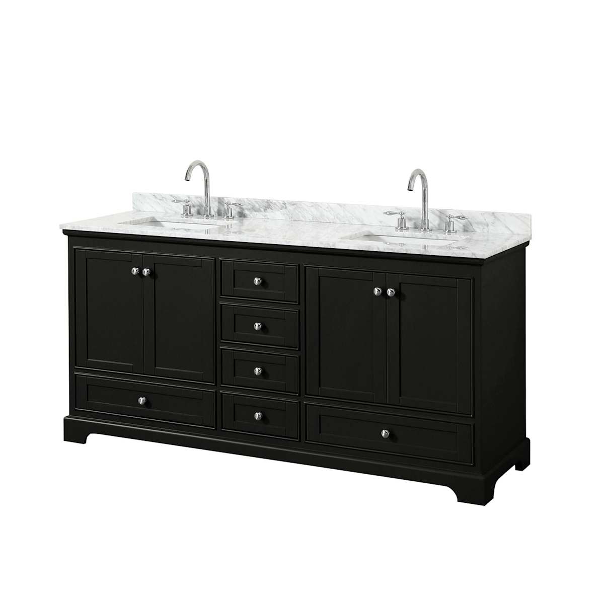 Deborah 72" Free Standing Double Vanity Set with Wood Cabinet and Marble Vanity Top