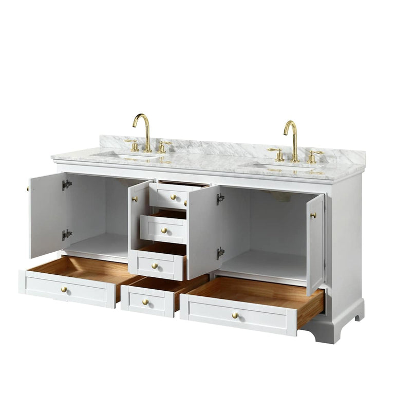 Deborah 72" Free Standing Double Vanity Set with Wood Cabinet and Marble Vanity Top - image 14