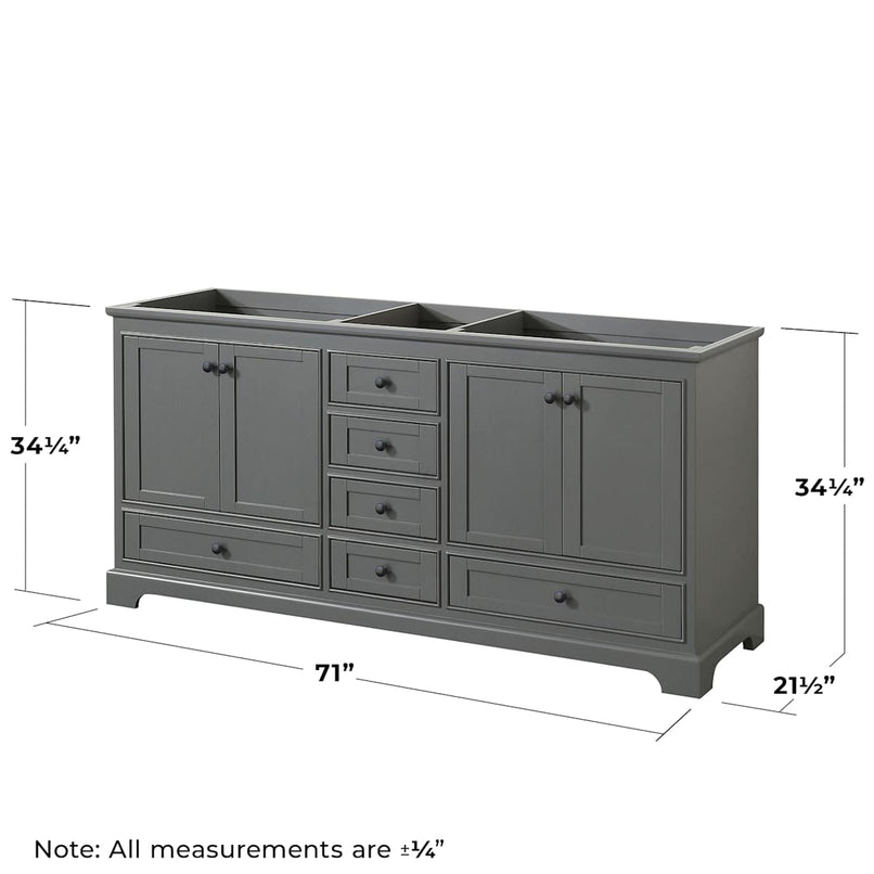 Deborah 71" Double Free Standing Wood Vanity Cabinet Only - Less Vanity Top - image 4
