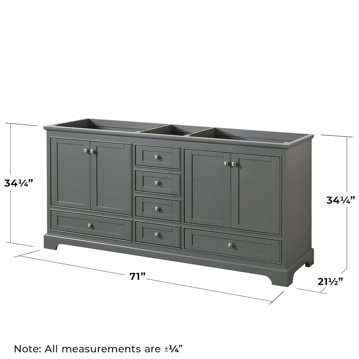 Deborah 71" Double Free Standing Wood Vanity Cabinet Only - Less Vanity Top