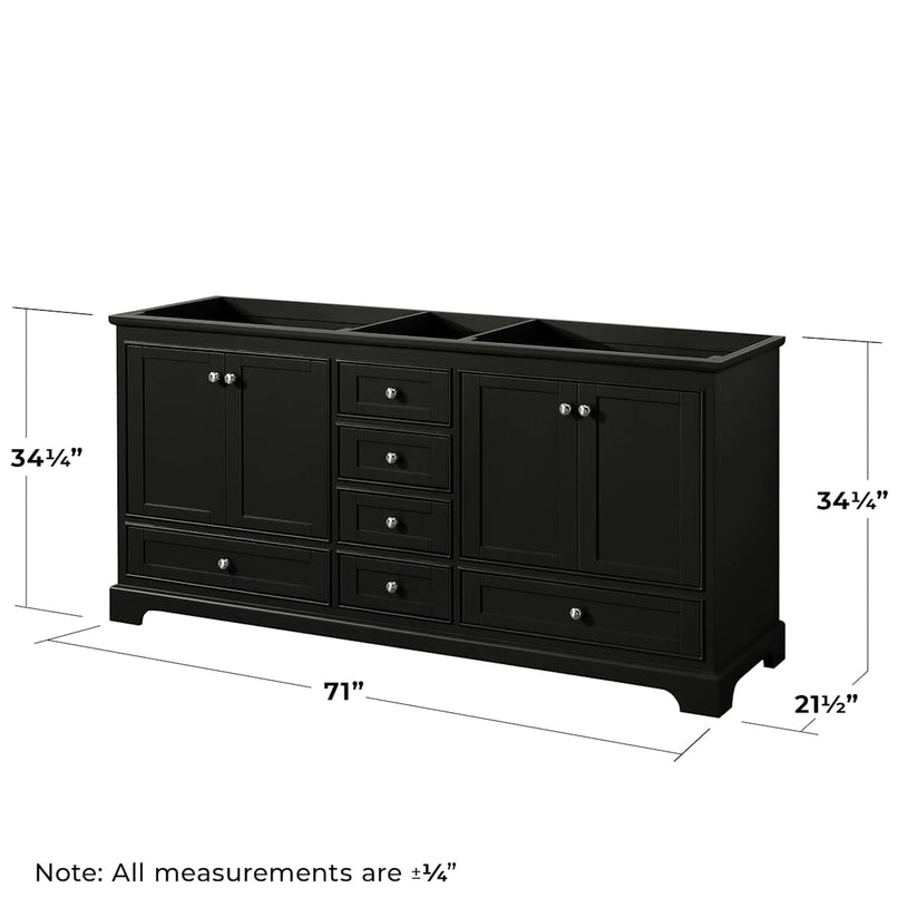 Deborah 71" Double Free Standing Wood Vanity Cabinet Only - Less Vanity Top - image 8