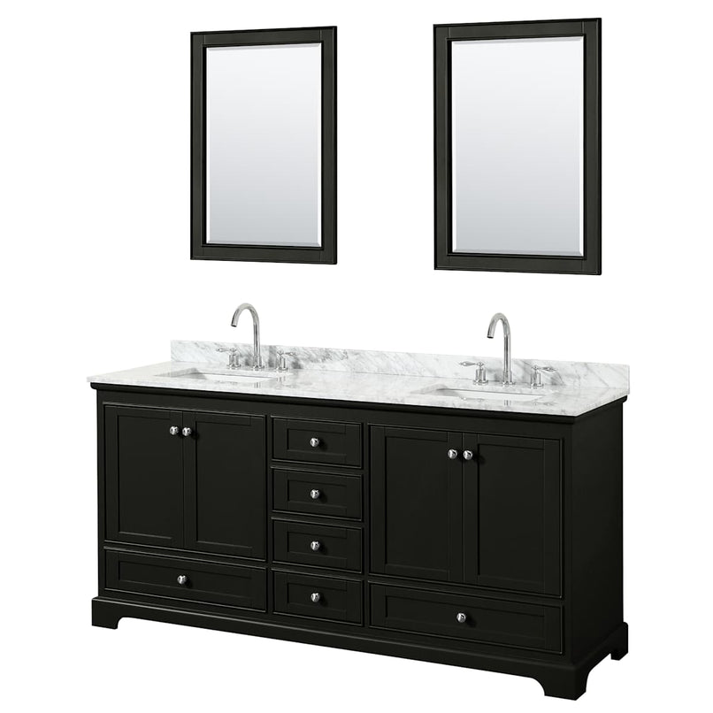 Deborah 72" Free Standing Double Vanity Set with Wood Cabinet, Marble Vanity Top, and Framed Mirror - image 1