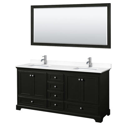 Deborah 72" Free Standing Double Basin Vanity Set with Cultured Marble Vanity Top and Framed Mirror - image 1