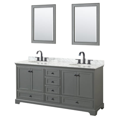 Deborah 72" Free Standing Double Vanity Set with Wood Cabinet, Marble Vanity Top, and Framed Mirror - image 1