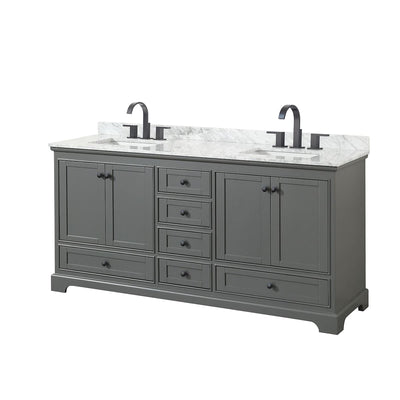 Deborah 72" Free Standing Double Vanity Set with Wood Cabinet and Marble Vanity Top - image 1