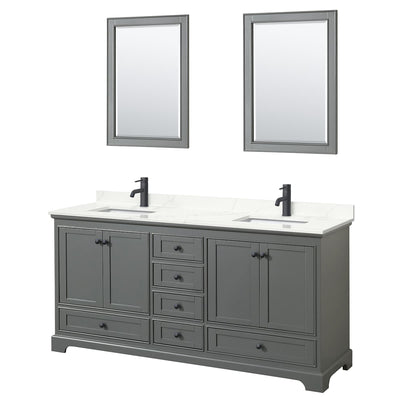 Deborah 72" Free Standing Double Basin Vanity Set with Cabinet, Quartz Vanity Top, and Framed Mirror - image 1