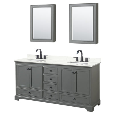 Deborah 72" Free Standing Double Basin Vanity Set with Cabinet, Quartz Vanity Top, and Medicine Cabinet - image 1