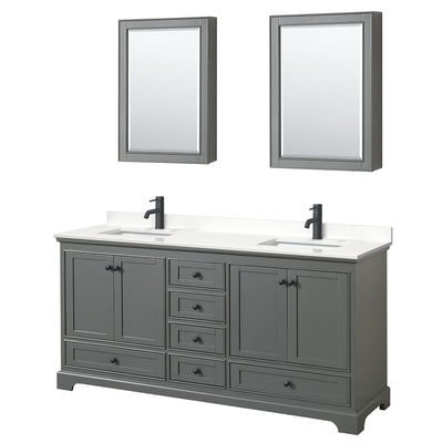 Deborah 72" Free Standing Double Basin Vanity Set with Cabinet, Quartz Vanity Top, and Medicine Cabinet - image 1