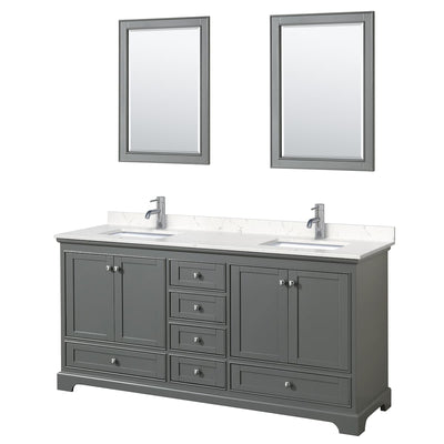 Deborah 72" Free Standing Double Basin Vanity Set with Cultured Marble Vanity Top and Framed Mirror - image 1