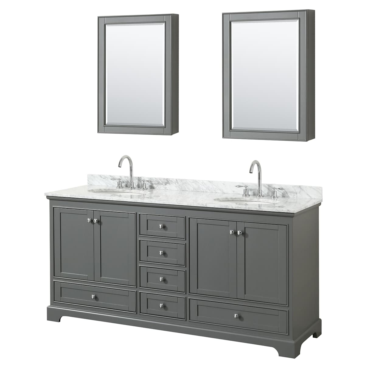 Deborah 72" Free Standing Double Vanity Set with Wood Cabinet, Marble Vanity Top, and Medicine Cabinet