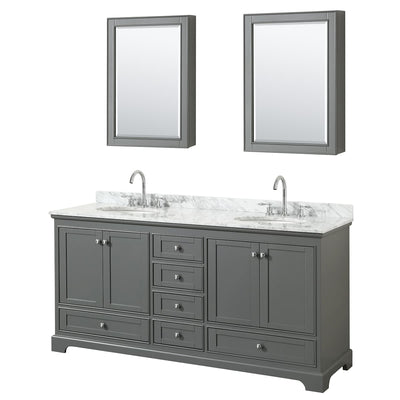 Deborah 72" Free Standing Double Vanity Set with Wood Cabinet, Marble Vanity Top, and Medicine Cabinet - image 1
