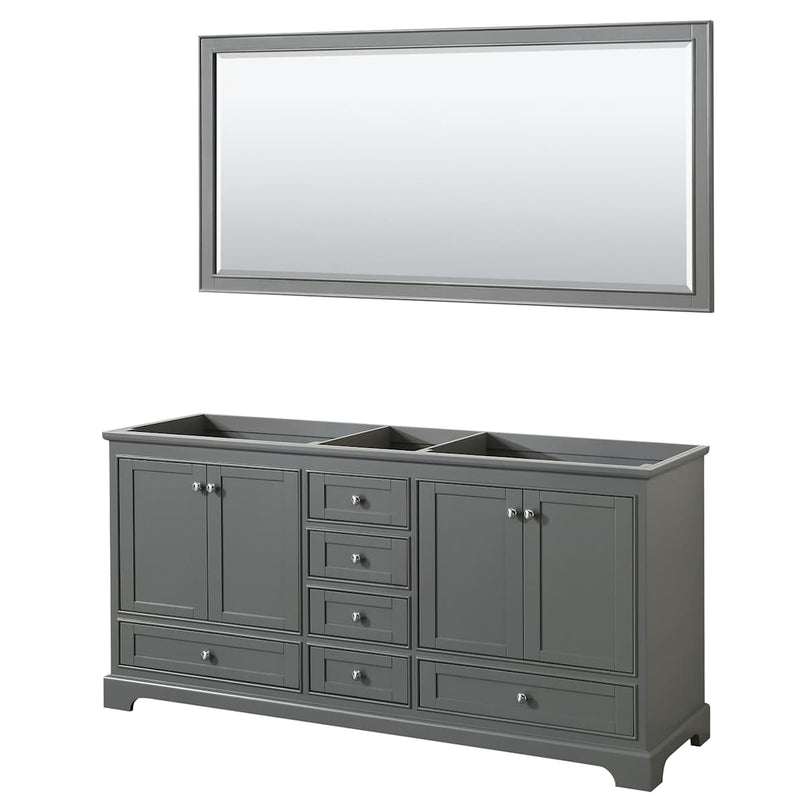 Deborah 71" Free Standing Double Wood Vanity Cabinet Only with Mirror - Less Vanity Top - image 1